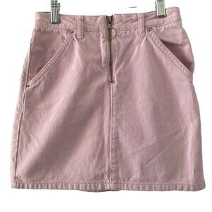 Topshop Moto Mini Skirt Denim light Pink Womens Size 2 Zip Front